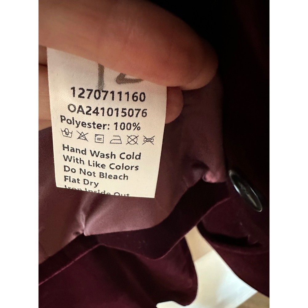 Commense Burgundy Velvet Two Piece Skirt Set Cropped Jacket Mini Skirt Small NWT - Picture 3 of 16